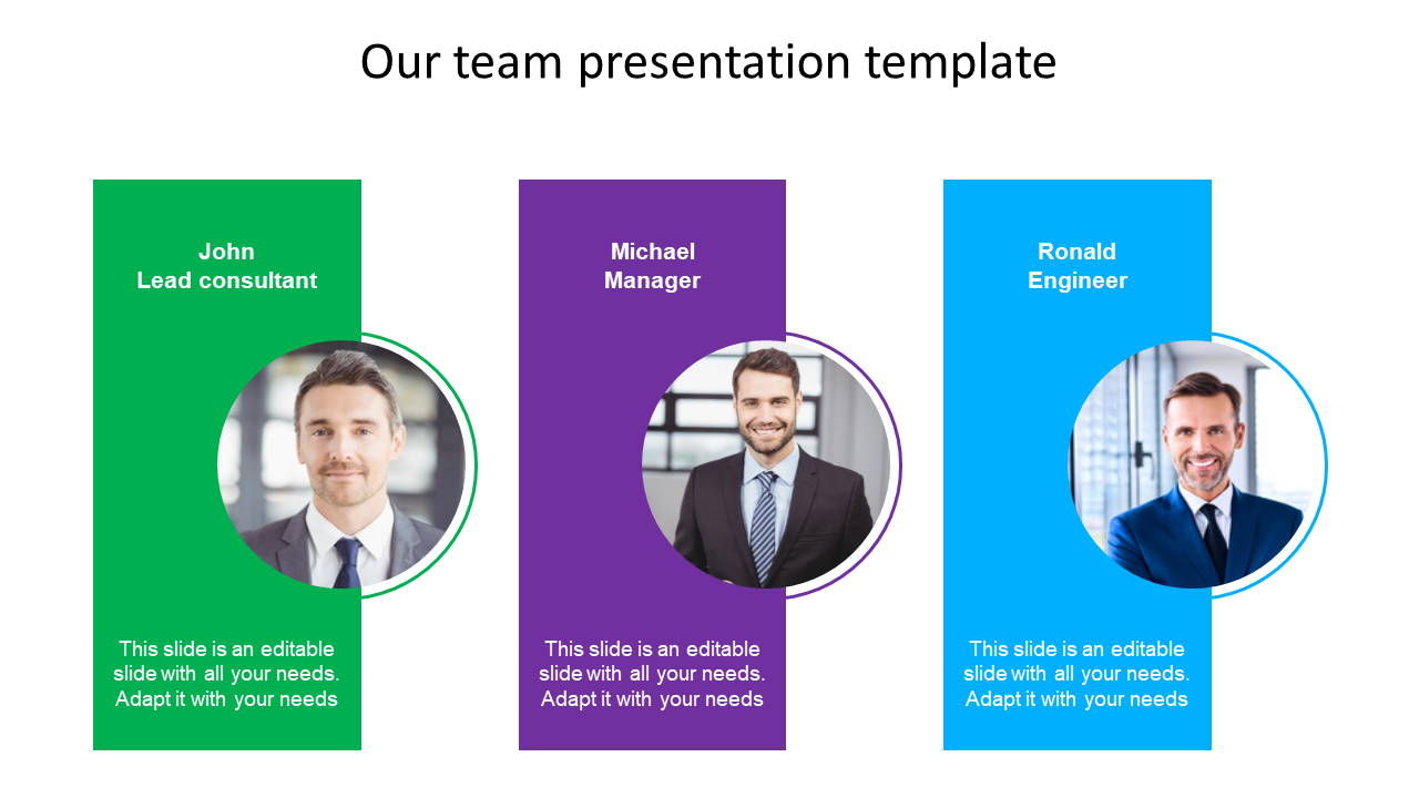 Our Team Presentation Template For Customers-Three Node